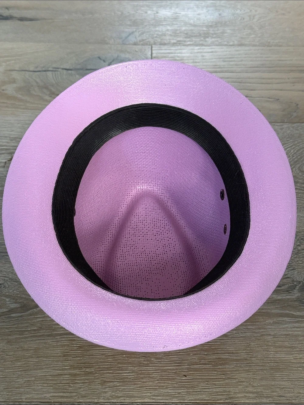 Greenlife Hats Lavender Fedora Hat Black Faux Leather Band Flower Embellishment